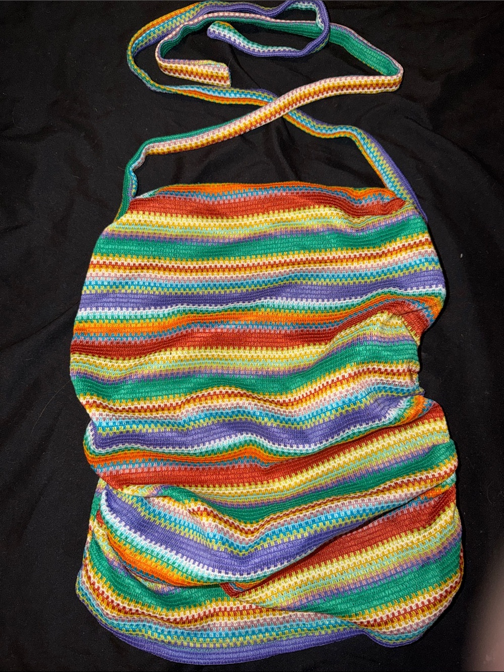Multicolor Crochet halter top- Rainbow Stripe